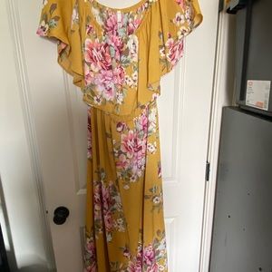 Pinkblush floral yellow maxi dress
